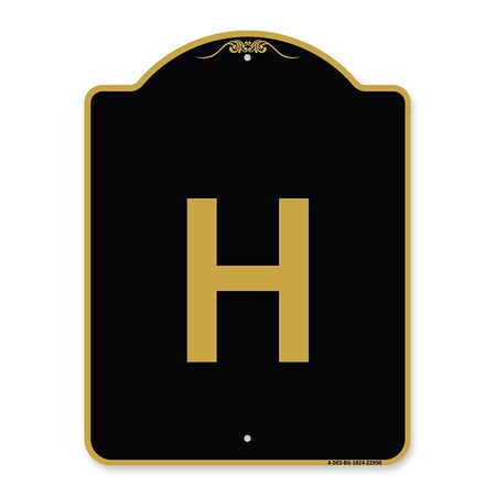 Amistad 18 x 24 in. Designer Series Sign - Sign with Letter H , Black & Gold AM2074611